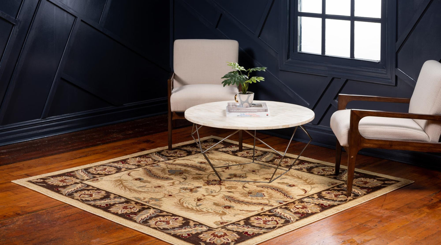 Cream 6' x 6' Voyage Square Area Rug