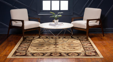 Cream 6' x 6' Voyage Square Area Rug Persian Inspired Classic Traditional Design Durable Carpet Mat for Home Interior Design for Sale at Rug Engine