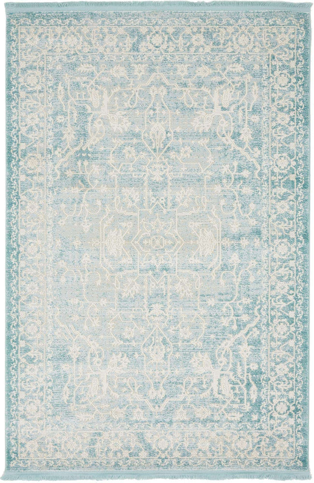 Light Blue 4' 1 x 6' 1 New Classical Rectangle Area Rug 70% Polypropylene & 30% Polyester Traditional Vintage Distressed Carpet for Interior Design Home Decor for Sale at Rug Engine
