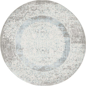 Light Blue 4' 1 x 4' 1 New Classical Round Area Rug 70% Polypropylene & 30% Polyester Traditional Vintage Distressed Carpet for Interior Design Home Decor for Sale at Rug Engine
