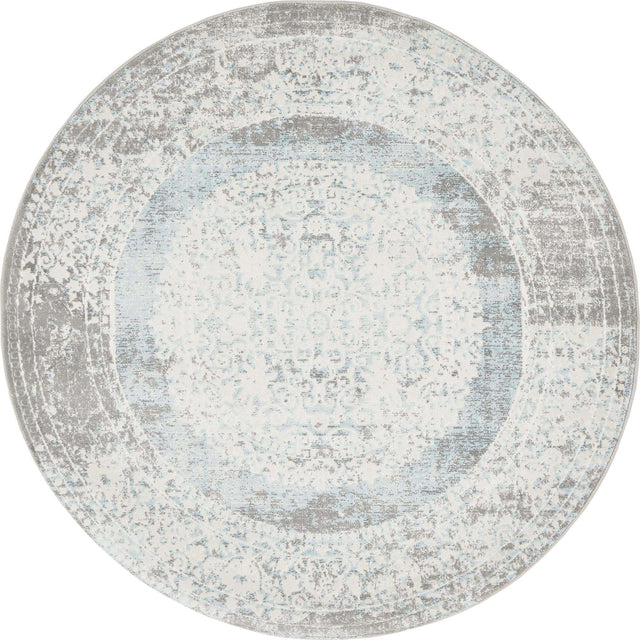 Light Blue 4' 1 x 4' 1 New Classical Round Area Rug 70% Polypropylene & 30% Polyester Traditional Vintage Distressed Carpet for Interior Design Home Decor for Sale at Rug Engine