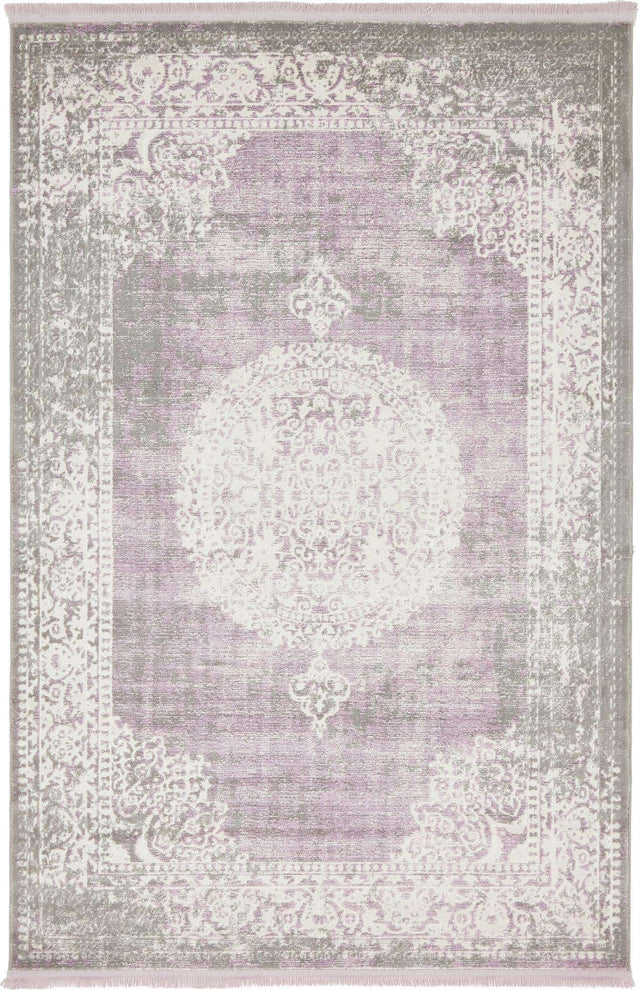 Purple 4' x 6' New Classical Rectangle Area Rug 70% Polypropylene & 30% Polyester Traditional Vintage Distressed Carpet for Interior Design Home Decor for Sale at Rug Engine