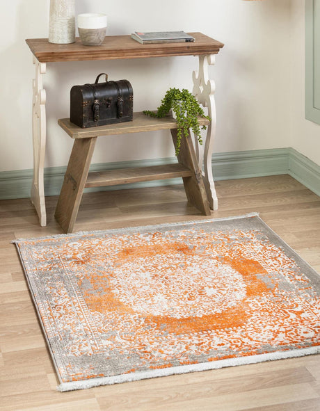 Terracotta 5' 3 x 5' 3 New Classical Square Area Rug 70% Polypropylene & 30% Polyester Traditional Vintage Distressed Carpet for Interior Design Home Decor for Sale at Rug Engine