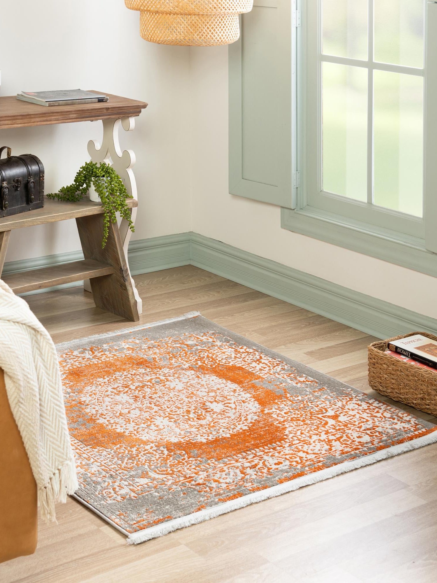 Terracotta 8' x 8' New Classical Square Area Rug 70% Polypropylene & 30% Polyester Traditional Vintage Distressed Carpet for Interior Design Home Decor for Sale at Rug Engine