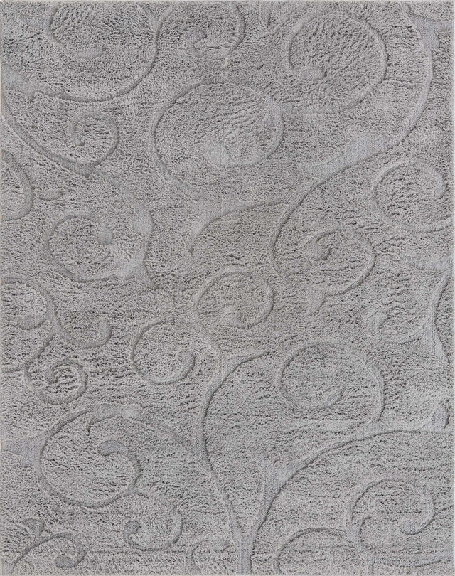 Light Gray 8' x 10' Floral Shag Rectangle Area Rug Thick Soft Touch Fluffy & Plush Shaggy Pile 100% Polyester With Cotton Backing Carpet for Interior Design for Sale at Rug Engine