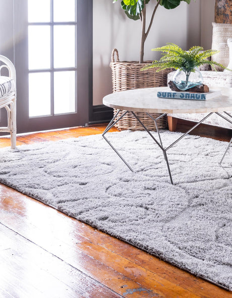 Light Gray 5' 1 x 8' Floral Shag Rectangle Area Rug Thick Soft Touch Fluffy & Plush Shaggy Pile 100% Polyester With Cotton Backing Carpet for Interior Design for Sale at Rug Engine