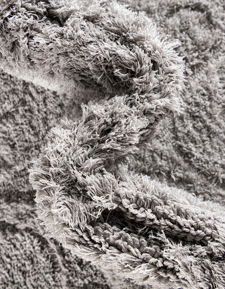 Light Gray 4' 1 x 6' 1 Floral Shag Rectangle Area Rug Thick Soft Touch Fluffy & Plush Shaggy Pile 100% Polyester With Cotton Backing Carpet for Interior Design for Sale at Rug Engine