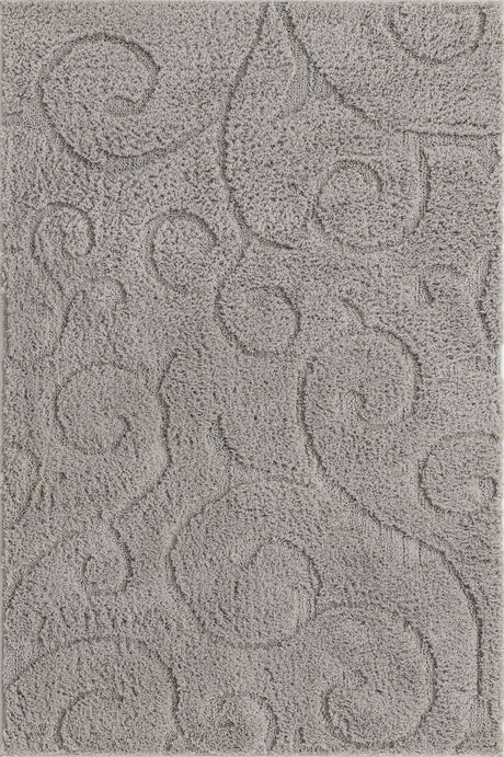 Light Gray 4' 1 x 6' 1 Floral Shag Rectangle Area Rug Thick Soft Touch Fluffy & Plush Shaggy Pile 100% Polyester With Cotton Backing Carpet for Interior Design for Sale at Rug Engine