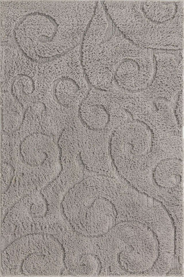 Light Gray 4' 1 x 6' 1 Floral Shag Rectangle Area Rug Thick Soft Touch Fluffy & Plush Shaggy Pile 100% Polyester With Cotton Backing Carpet for Interior Design for Sale at Rug Engine