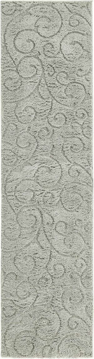 Light Gray 2' 7 x 10' Floral Shag Runner Area Rug Thick Soft Touch Fluffy & Plush Shaggy Pile 100% Polyester With Cotton Backing Carpet for Interior Design for Sale at Rug Engine