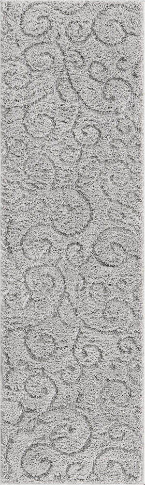 Light Gray 2' x 6' 9 Floral Shag Runner Area Rug Thick Soft Touch Fluffy & Plush Shaggy Pile 100% Polyester With Cotton Backing Carpet for Interior Design for Sale at Rug Engine