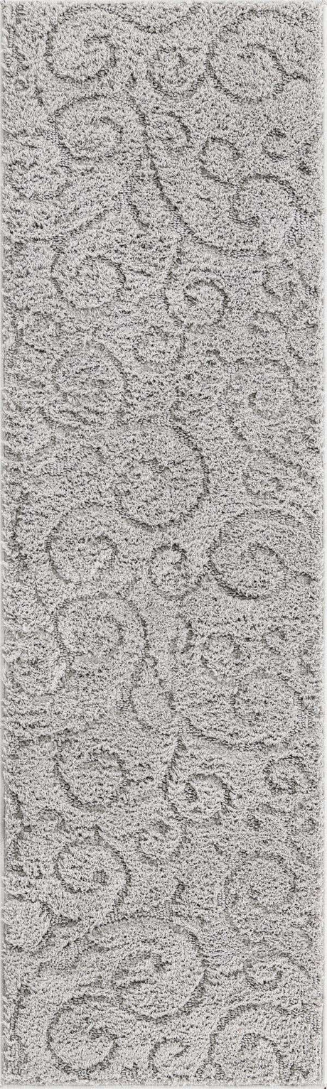 Light Gray 2' x 6' 9 Floral Shag Runner Area Rug Thick Soft Touch Fluffy & Plush Shaggy Pile 100% Polyester With Cotton Backing Carpet for Interior Design for Sale at Rug Engine