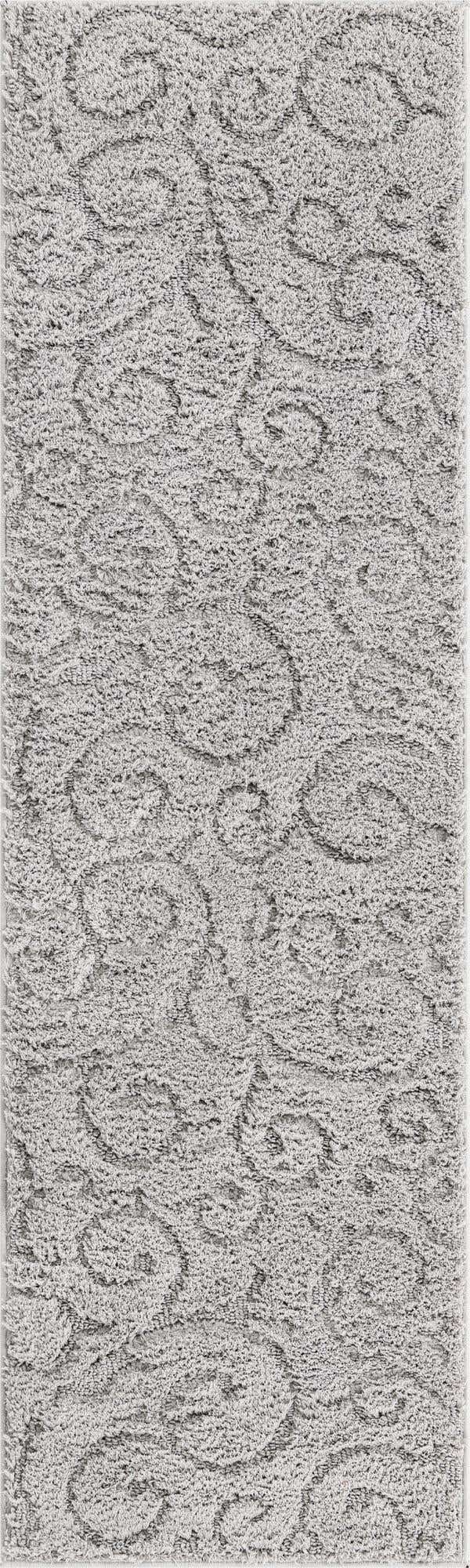 Light Gray 2' x 6' 9 Floral Shag Runner Area Rug Thick Soft Touch Fluffy & Plush Shaggy Pile 100% Polyester With Cotton Backing Carpet for Interior Design for Sale at Rug Engine