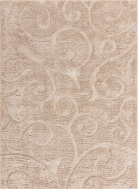Beige 9' x 12' 2 Floral Shag Rectangle Area Rug Thick Soft Touch Fluffy & Plush Shaggy Pile 100% Polyester With Cotton Backing Carpet for Interior Design for Sale at Rug Engine