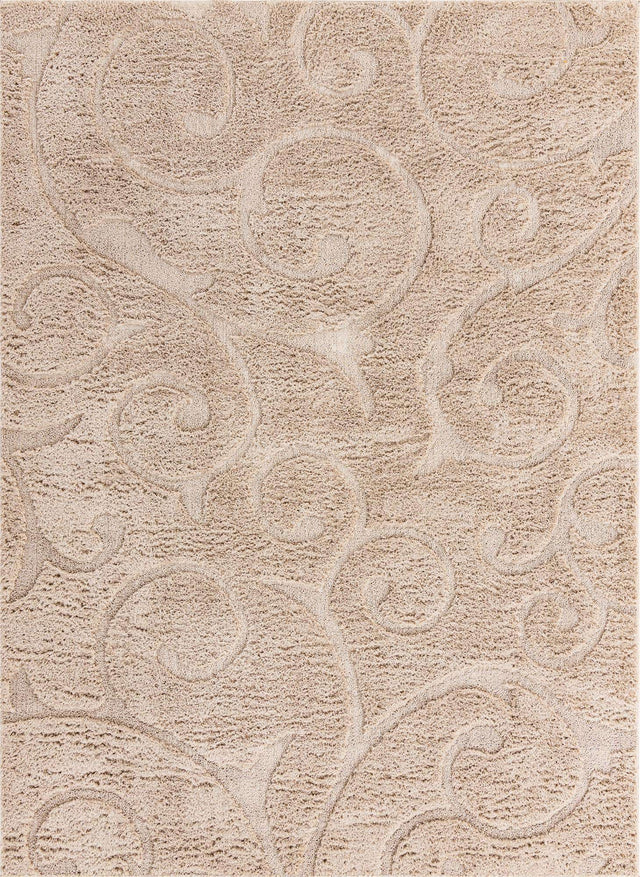 Beige 9' x 12' 2 Floral Shag Rectangle Area Rug Thick Soft Touch Fluffy & Plush Shaggy Pile 100% Polyester With Cotton Backing Carpet for Interior Design for Sale at Rug Engine