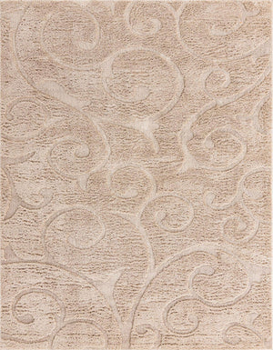Beige 8' x 10' Floral Shag Rectangle Area Rug Thick Soft Touch Fluffy & Plush Shaggy Pile 100% Polyester With Cotton Backing Carpet for Interior Design for Sale at Rug Engine