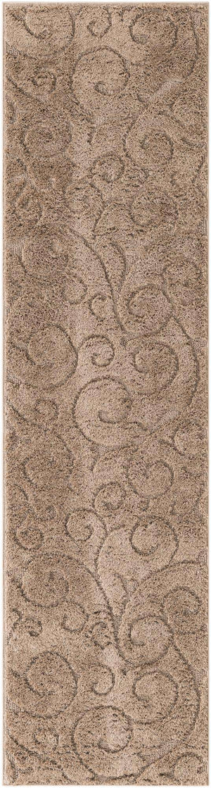 Beige 2' 7 x 10' Floral Shag Runner Area Rug Thick Soft Touch Fluffy & Plush Shaggy Pile 100% Polyester With Cotton Backing Carpet for Interior Design for Sale at Rug Engine