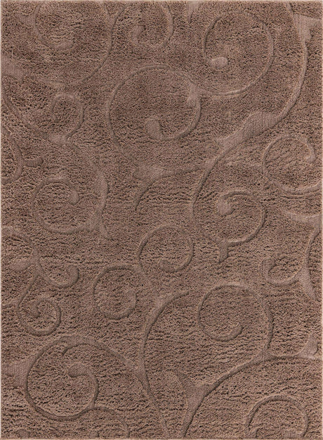 Brown 9' x 12' Floral Shag Rectangle Area Rug Thick Soft Touch Fluffy & Plush Shaggy Pile 100% Polyester With Cotton Backing Carpet for Interior Design for Sale at Rug Engine