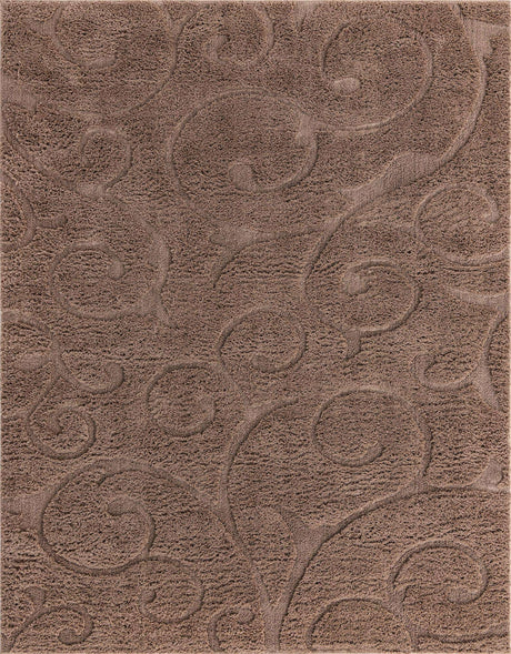 Brown 8' x 10' Floral Shag Rectangle Area Rug Thick Soft Touch Fluffy & Plush Shaggy Pile 100% Polyester With Cotton Backing Carpet for Interior Design for Sale at Rug Engine