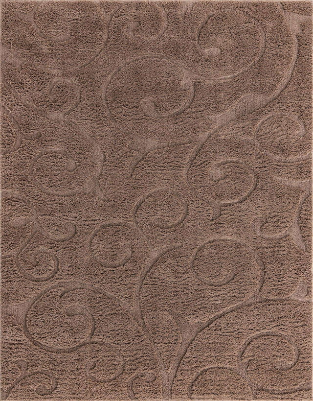 Brown 8' x 10' Floral Shag Rectangle Rug