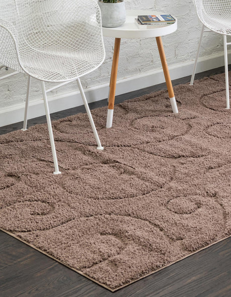 Brown 5' 1 x 8' Floral Shag Rectangle Area Rug Thick Soft Touch Fluffy & Plush Shaggy Pile 100% Polyester With Cotton Backing Carpet for Interior Design for Sale at Rug Engine