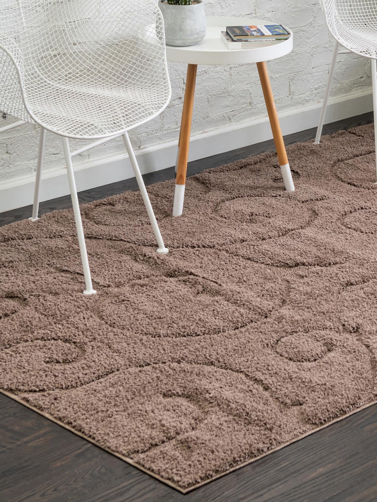 Brown 9' x 12' Floral Shag Rectangle Area Rug Thick Soft Touch Fluffy & Plush Shaggy Pile 100% Polyester With Cotton Backing Carpet for Interior Design for Sale at Rug Engine