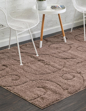 Brown 8' x 10' Floral Shag Rectangle Rug