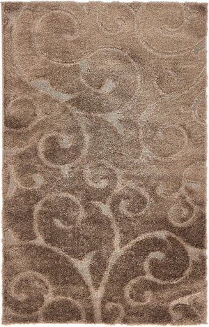 Brown 5' 1 x 8' Floral Shag Rectangle Area Rug Thick Soft Touch Fluffy & Plush Shaggy Pile 100% Polyester With Cotton Backing Carpet for Interior Design for Sale at Rug Engine