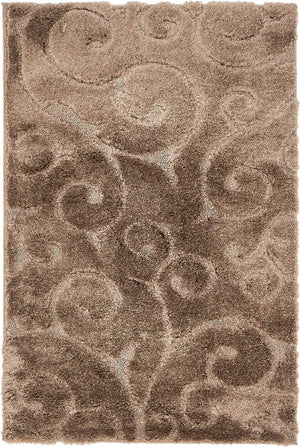 Brown 4' x 6' Floral Shag Rectangle Area Rug Thick Soft Touch Fluffy & Plush Shaggy Pile 100% Polyester With Cotton Backing Carpet for Interior Design for Sale at Rug Engine