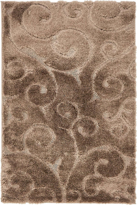 Brown 4' x 6' Floral Shag Rectangle Area Rug Thick Soft Touch Fluffy & Plush Shaggy Pile 100% Polyester With Cotton Backing Carpet for Interior Design for Sale at Rug Engine