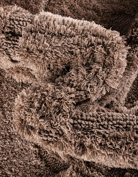 Brown 2' x 6' 7 Floral Shag Runner Area Rug Thick Soft Touch Fluffy & Plush Shaggy Pile 100% Polyester With Cotton Backing Carpet for Interior Design for Sale at Rug Engine