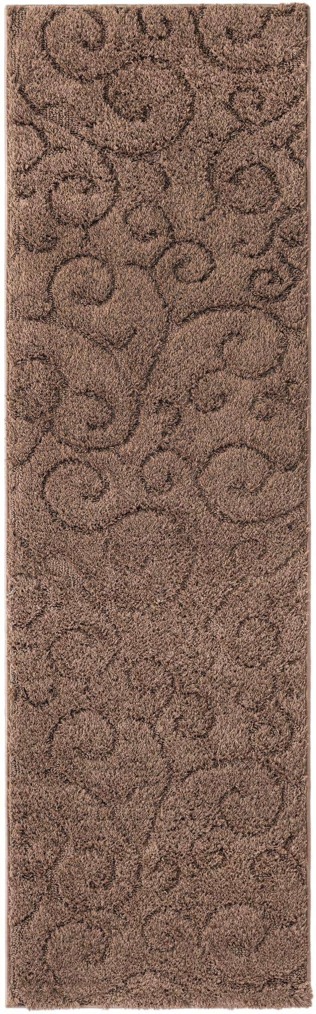 Brown 2' x 6' 7 Floral Shag Runner Area Rug Thick Soft Touch Fluffy & Plush Shaggy Pile 100% Polyester With Cotton Backing Carpet for Interior Design for Sale at Rug Engine