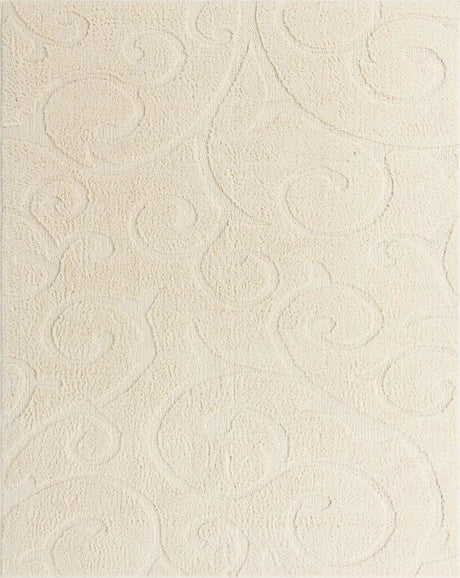 Ivory 8' x 10' Floral Shag Rectangle Area Rug Thick Soft Touch Fluffy & Plush Shaggy Pile 100% Polyester With Cotton Backing Carpet for Interior Design for Sale at Rug Engine