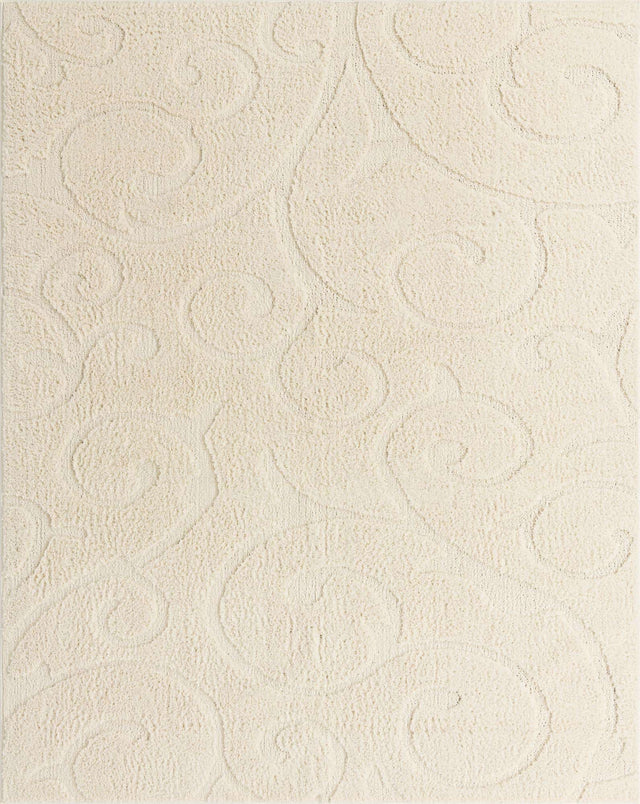 Ivory 8' x 10' Floral Shag Rectangle Area Rug Thick Soft Touch Fluffy & Plush Shaggy Pile 100% Polyester With Cotton Backing Carpet for Interior Design for Sale at Rug Engine