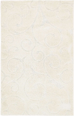 Ivory 5' 1 x 8' Floral Shag Rectangle Area Rug Thick Soft Touch Fluffy & Plush Shaggy Pile 100% Polyester With Cotton Backing Carpet for Interior Design for Sale at Rug Engine