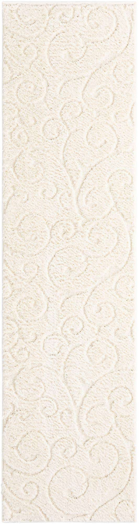 Ivory 2' 7 x 10' Floral Shag Runner Area Rug Thick Soft Touch Fluffy & Plush Shaggy Pile 100% Polyester With Cotton Backing Carpet for Interior Design for Sale at Rug Engine