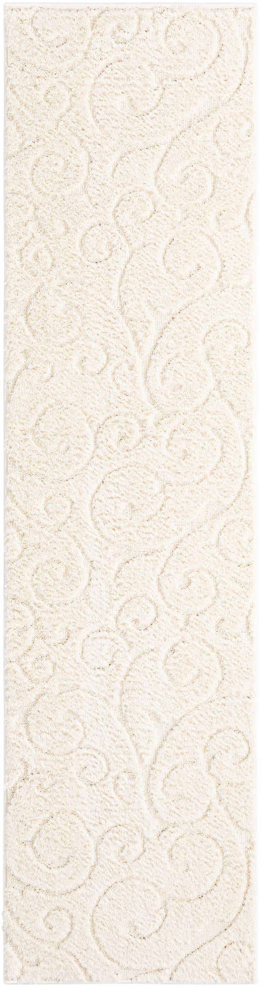 Ivory 2' 7 x 10' Floral Shag Runner Area Rug Thick Soft Touch Fluffy & Plush Shaggy Pile 100% Polyester With Cotton Backing Carpet for Interior Design for Sale at Rug Engine