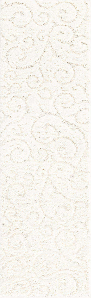 Ivory 2' x 6' 9 Floral Shag Runner Area Rug Thick Soft Touch Fluffy & Plush Shaggy Pile 100% Polyester With Cotton Backing Carpet for Interior Design for Sale at Rug Engine