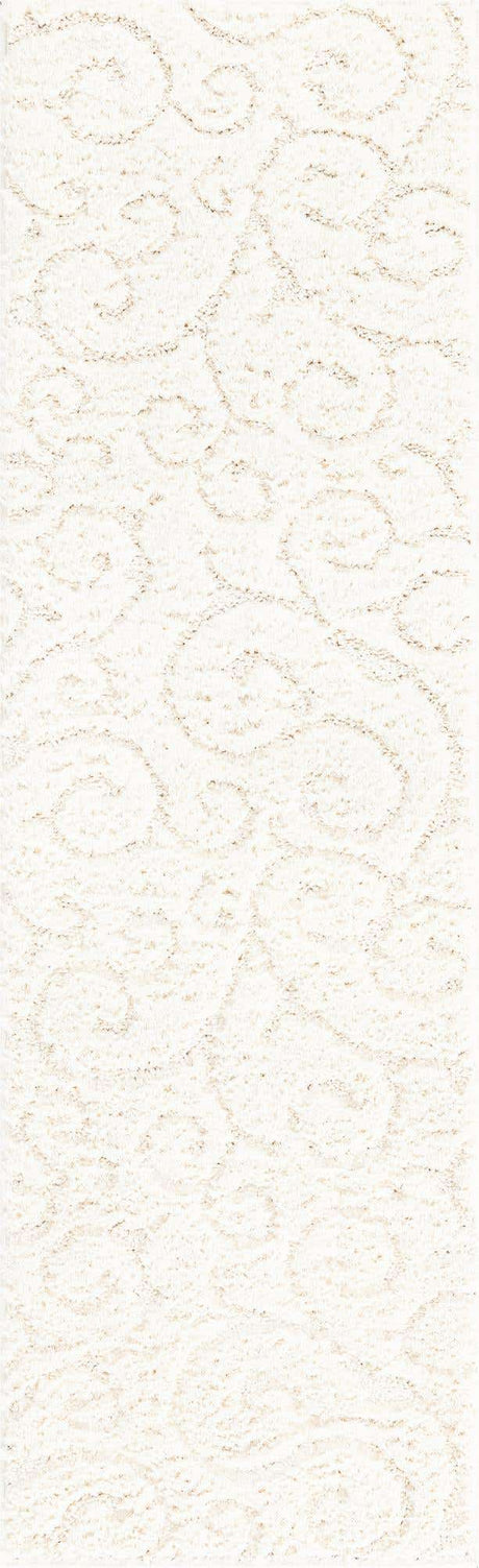 Ivory 2' x 6' 9 Floral Shag Runner Area Rug Thick Soft Touch Fluffy & Plush Shaggy Pile 100% Polyester With Cotton Backing Carpet for Interior Design for Sale at Rug Engine