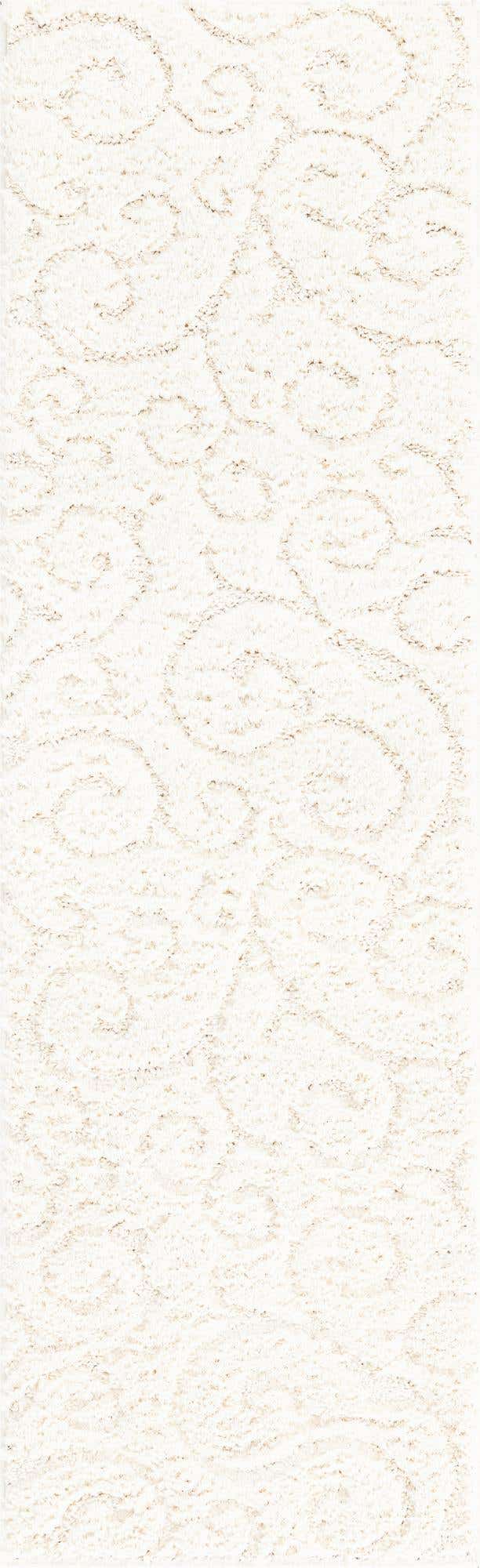 Ivory 2' x 6' 9 Floral Shag Runner Area Rug Thick Soft Touch Fluffy & Plush Shaggy Pile 100% Polyester With Cotton Backing Carpet for Interior Design for Sale at Rug Engine