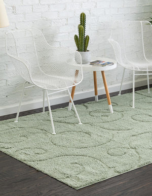 Green 5' 1 x 8' Floral Shag Rectangle Rug