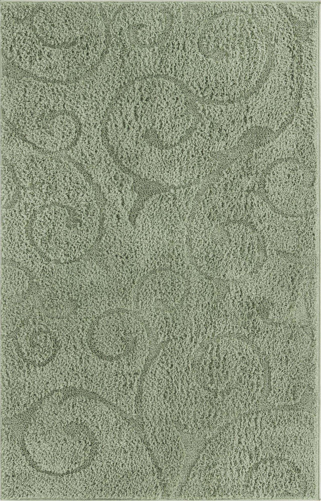Green 4' 1 x 6' 1 Floral Shag Rectangle Area Rug Thick Soft Touch Fluffy & Plush Shaggy Pile 100% Polyester With Cotton Backing Carpet for Interior Design for Sale at Rug Engine