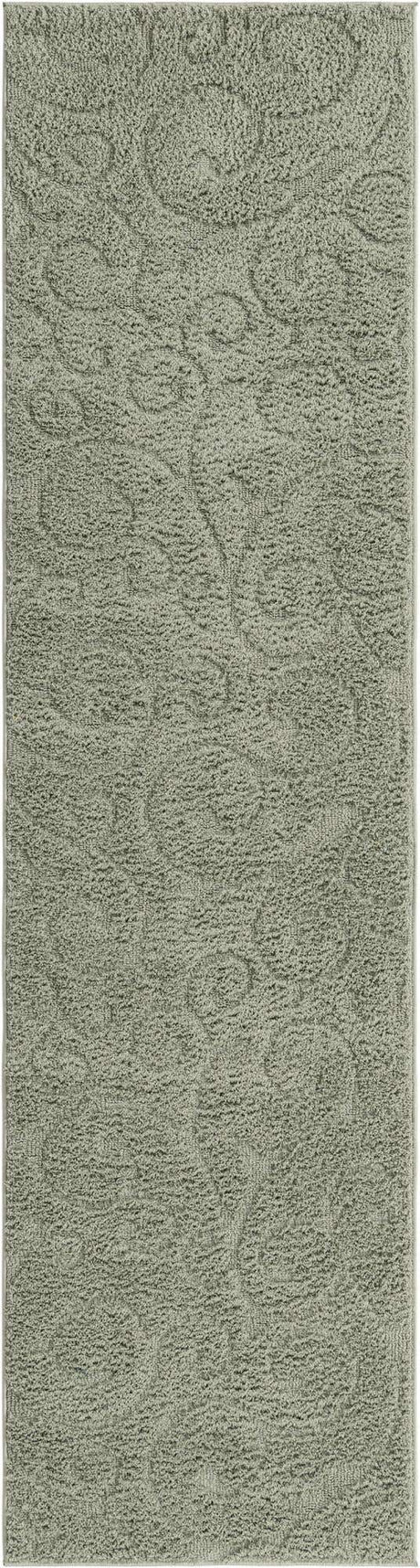 Green 3' x 10' Floral Shag Runner Rug