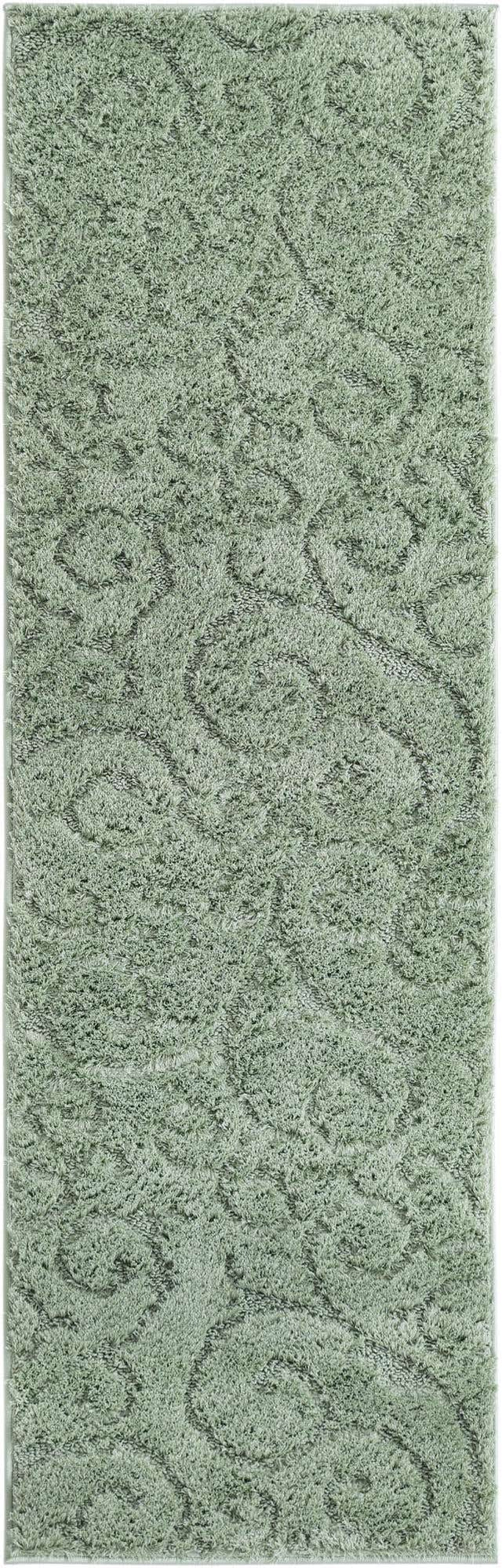 Green 2' x 6' 9 Floral Shag Runner Area Rug Thick Soft Touch Fluffy & Plush Shaggy Pile 100% Polyester With Cotton Backing Carpet for Interior Design for Sale at Rug Engine