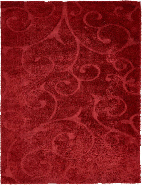 Red 9' x 12' Floral Shag Rectangle Area Rug Thick Soft Touch Fluffy & Plush Shaggy Pile 100% Polyester With Cotton Backing Carpet for Interior Design for Sale at Rug Engine