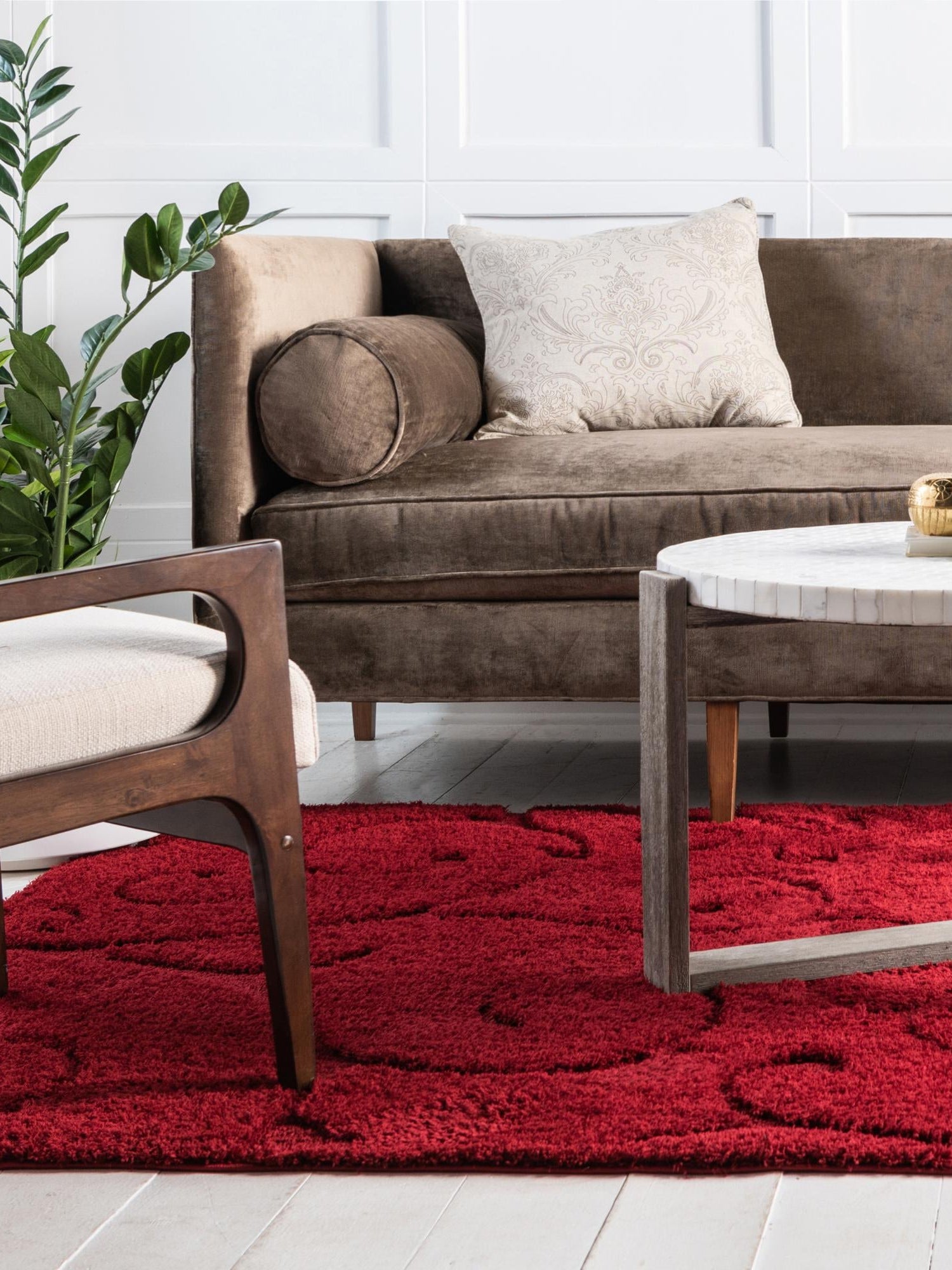 Red 5' x 8' Floral Shag Rectangle Area Rug Thick Soft Touch Fluffy & Plush Shaggy Pile 100% Polyester With Cotton Backing Carpet for Interior Design for Sale at Rug Engine