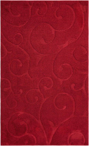 Red 5' x 8' Floral Shag Rectangle Area Rug Thick Soft Touch Fluffy & Plush Shaggy Pile 100% Polyester With Cotton Backing Carpet for Interior Design for Sale at Rug Engine