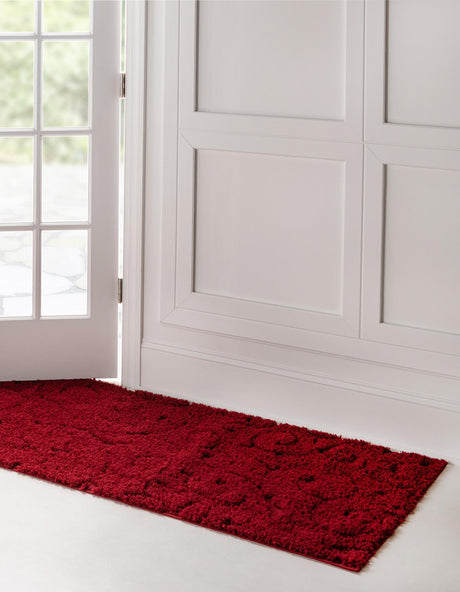 Red 2' 7 x 12' Floral Shag Runner Area Rug Thick Soft Touch Fluffy & Plush Shaggy Pile 100% Polyester With Cotton Backing Carpet for Interior Design for Sale at Rug Engine