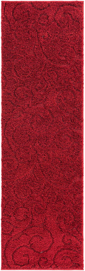 Red 2' x 6' 7 Floral Shag Runner Area Rug Thick Soft Touch Fluffy & Plush Shaggy Pile 100% Polyester With Cotton Backing Carpet for Interior Design for Sale at Rug Engine