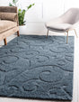 Blue 4' x 6' Floral Shag Rectangle Area Rug Thick Soft Touch Fluffy & Plush Shaggy Pile 100% Polyester With Cotton Backing Carpet for Interior Design for Sale at Rug Engine